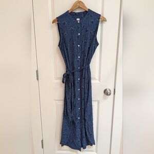 NWT Gap Sleeveless Button Front Blue Floral Maxi Dress